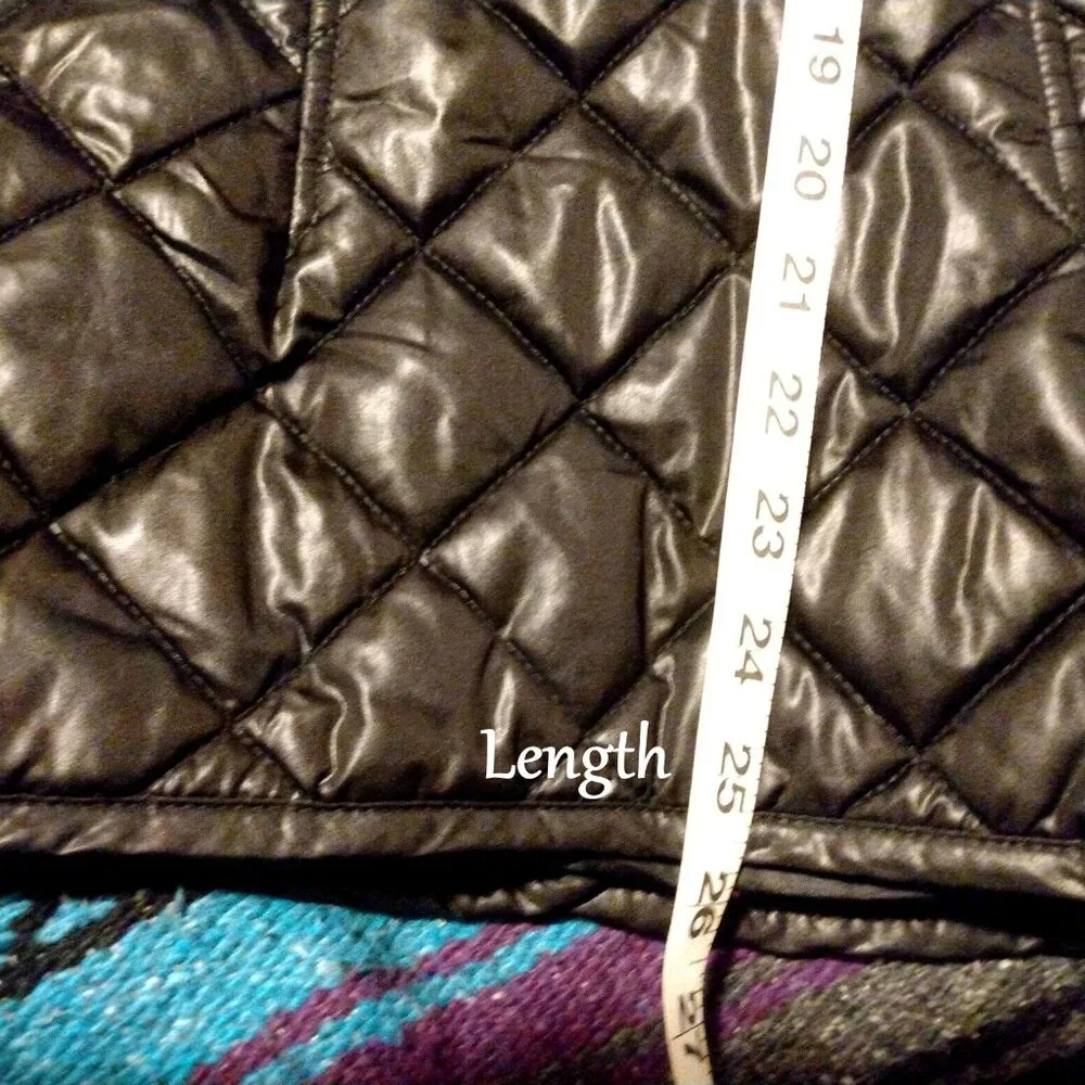Kate Spade Black Diamond Quilted Coat L Old Money Equestrian Quiet Luxury Preppy - Picture 7 of 9